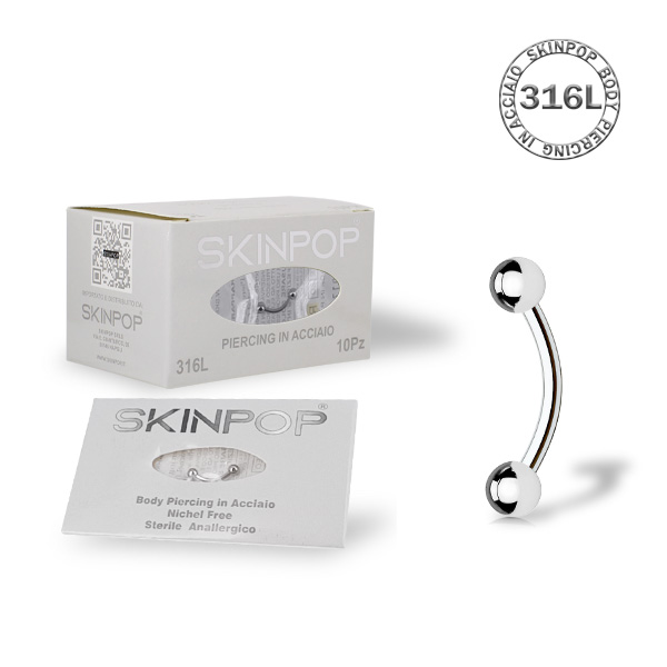 Piercing Eyebrow, Microbananabell-sopracciglia 12 x 12 x 3 in acciaio sterili 316L Skinpop Conf. 1 pz